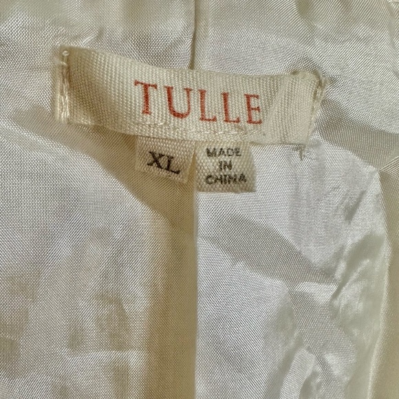 Tulle Ivory Eyelet One Button  Blazer Jacket  1/2 Sleeves Cotton Size XL - Picture 7 of 10